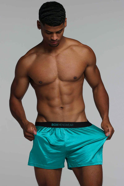 Satin Boxers - Deep Aqua - boxmenswear - {{variant_title}}