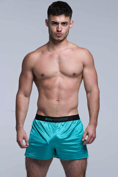 Satin Boxers - Deep Aqua - boxmenswear - {{variant_title}}