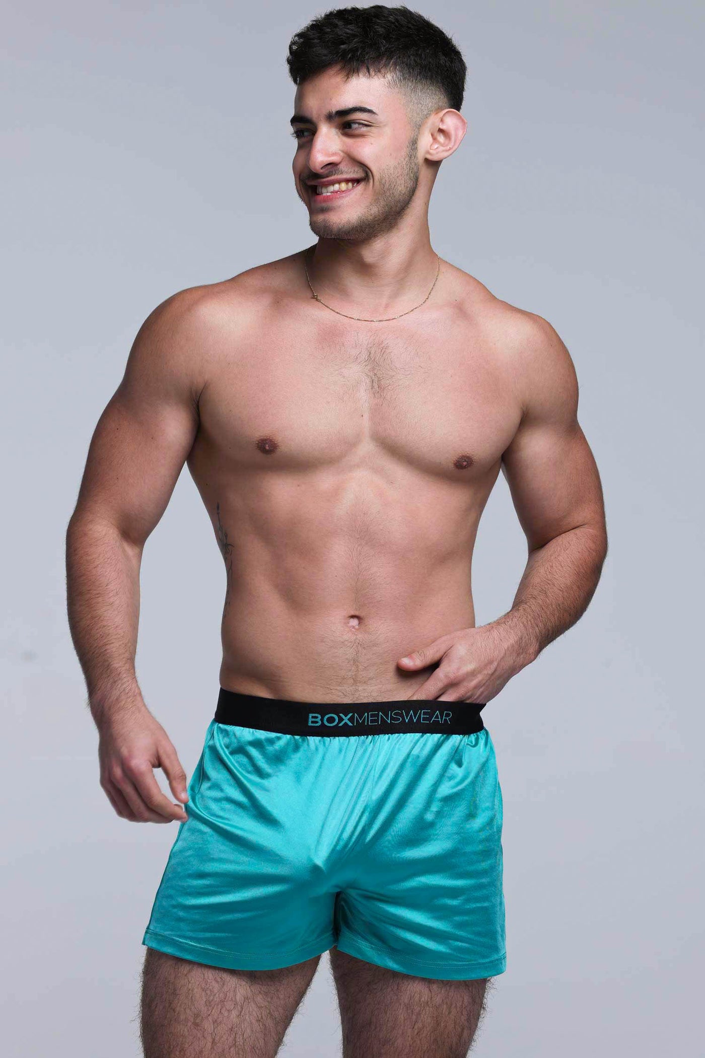 Satin Boxers - Deep Aqua - boxmenswear - {{variant_title}}