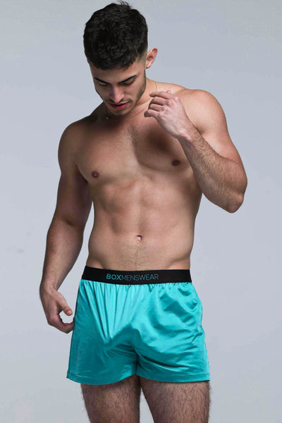 Satin Boxers - Deep Aqua - boxmenswear - {{variant_title}}