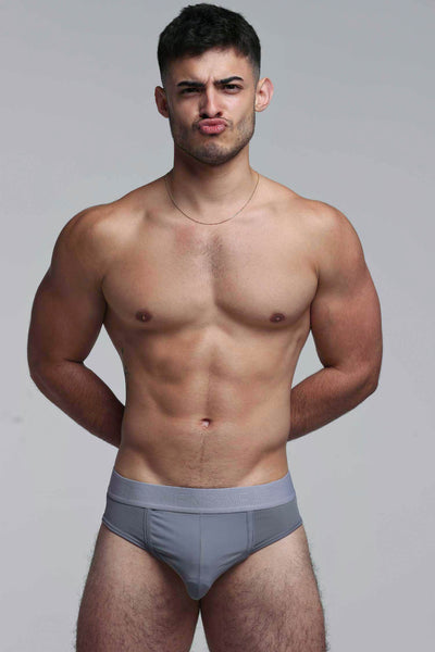 Mesh Panel Briefs - Regal Grey - boxmenswear - {{variant_title}}