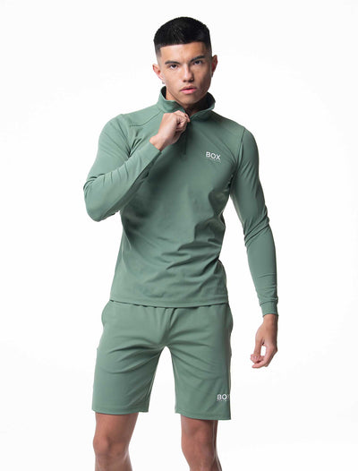 Active Panelled 1/4 Zip Jacket - Green - boxmenswear - {{variant_title}}