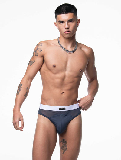 Mens Curved Mesh Briefs - Navy - boxmenswear - {{variant_title}}