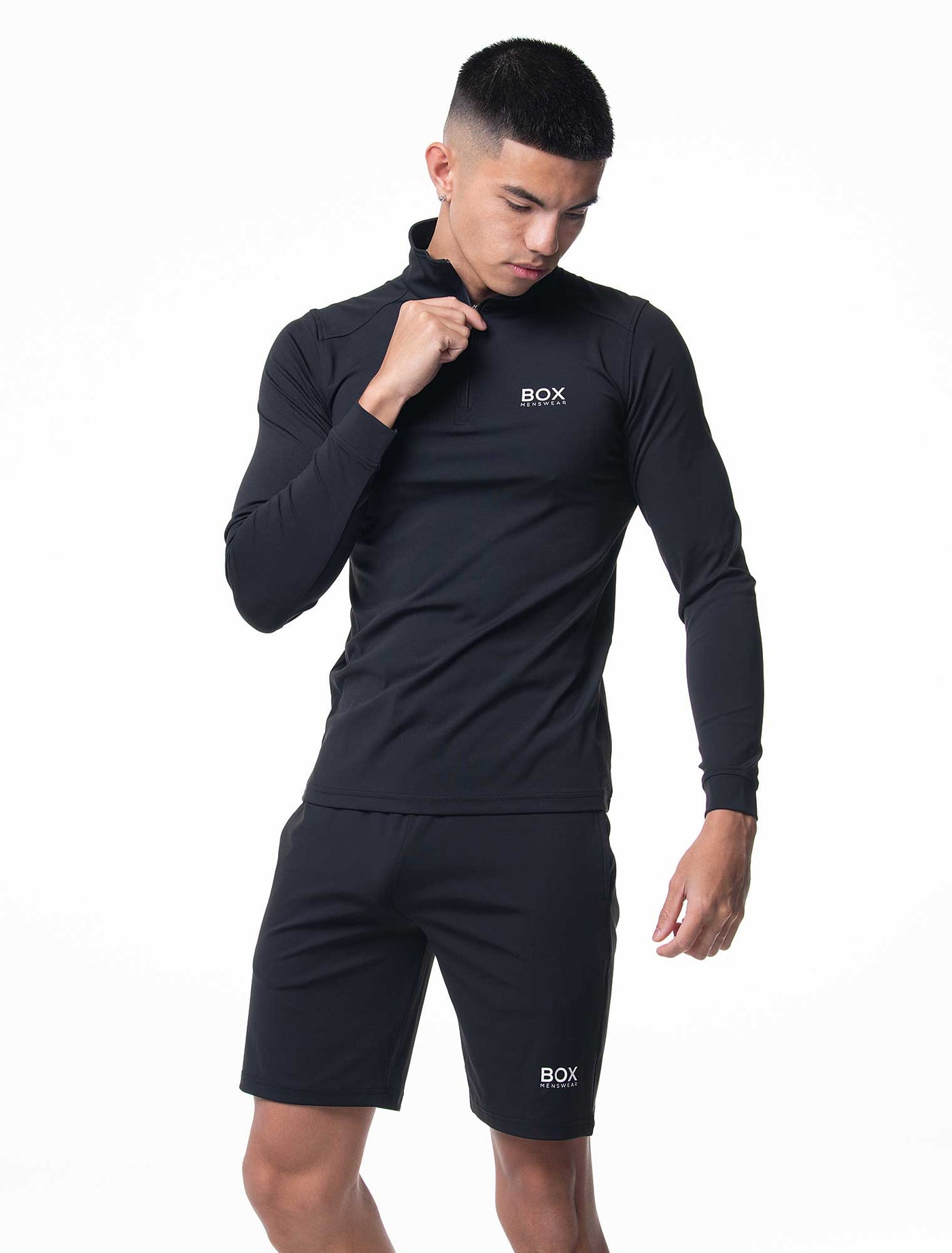 Active Panelled 1/4 Zip Jacket - Black - boxmenswear - {{variant_title}}