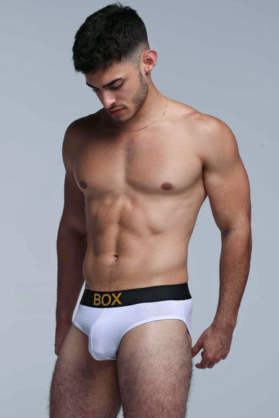 Metallic Modal Briefs - White & Gold - boxmenswear - {{variant_title}}