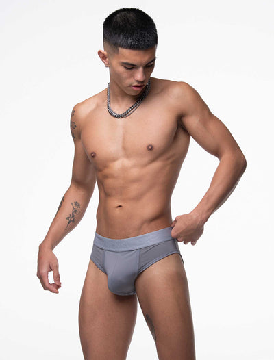 Mesh Panel Briefs - Regal Grey - boxmenswear - {{variant_title}}