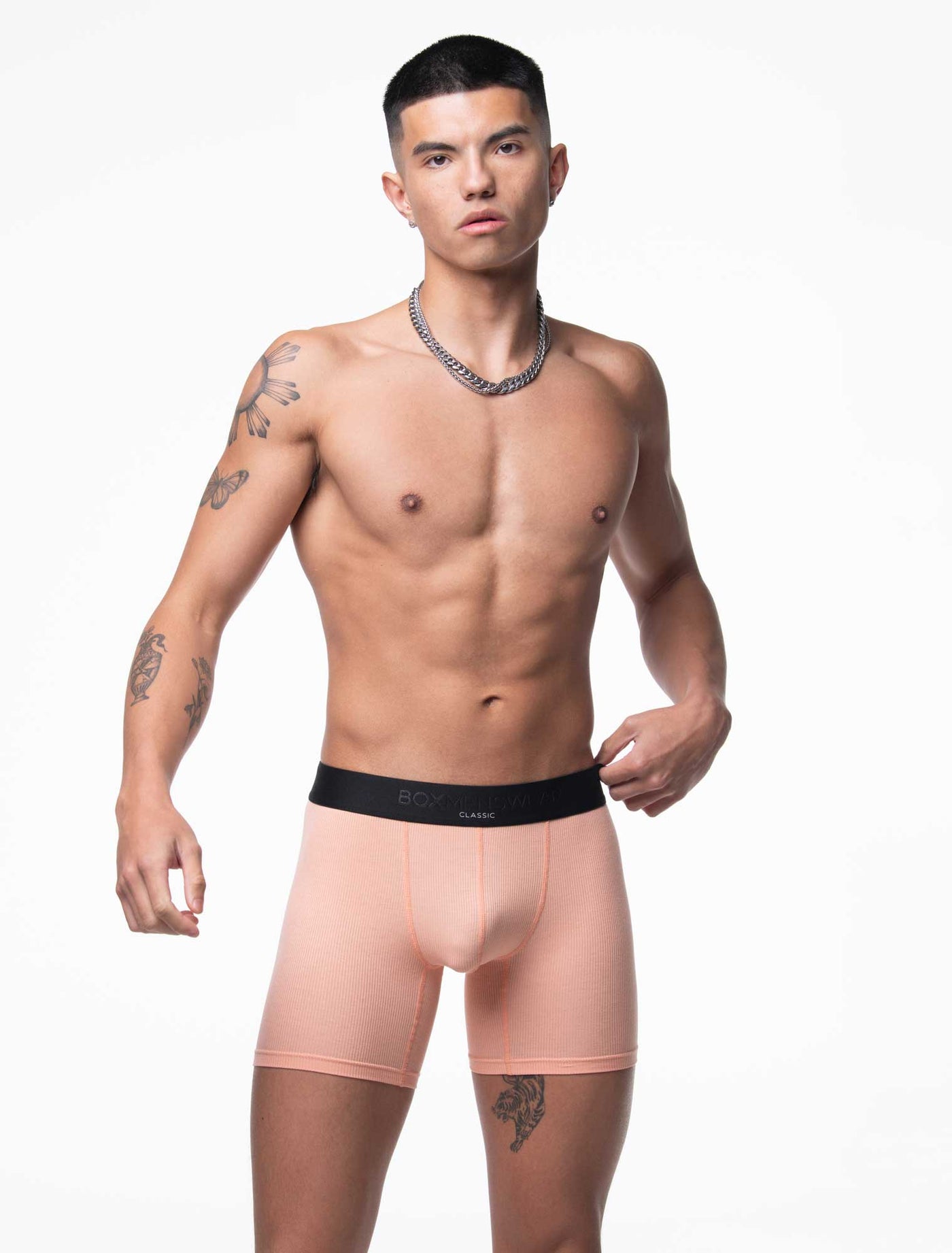 Mens Classic Ribbed Boxers - Peach - boxmenswear - {{variant_title}}