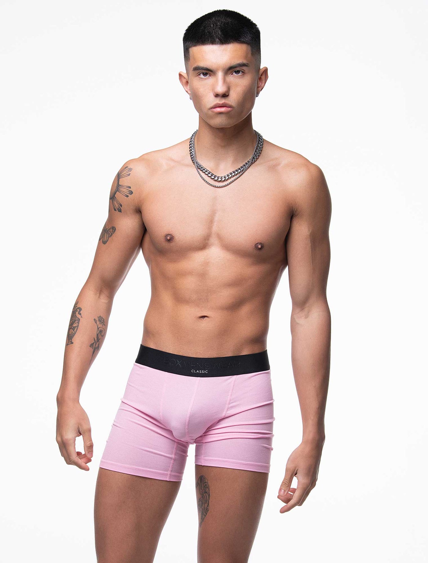 Mens Classic Ribbed Boxers - Pink - boxmenswear - {{variant_title}}