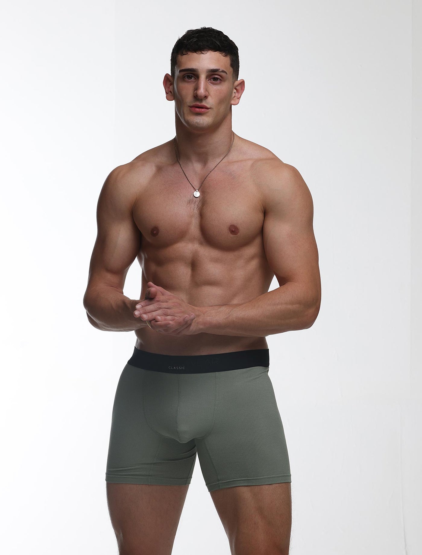 Mens Classic Ribbed Boxers - Green - boxmenswear - {{variant_title}}