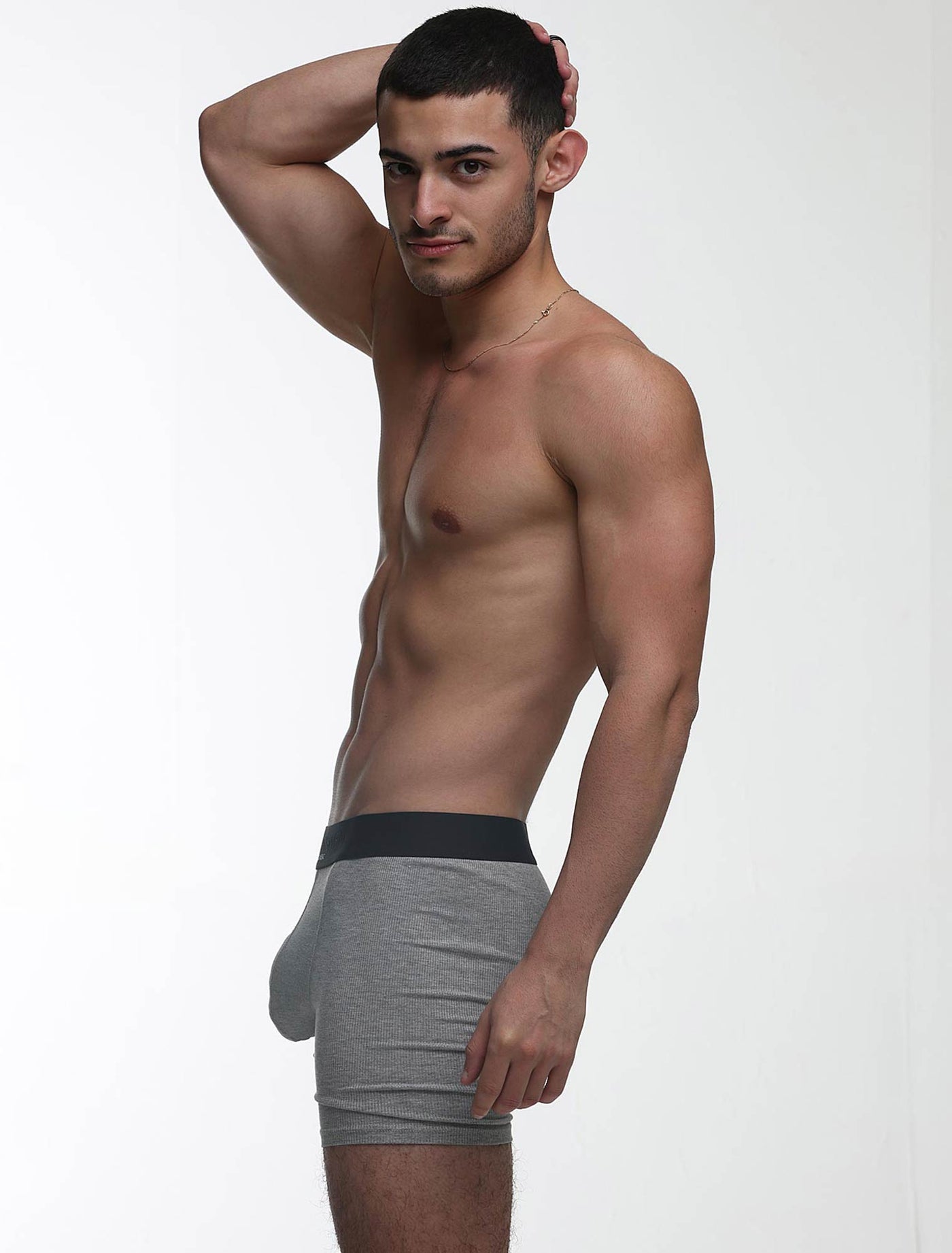 Mens Classic Ribbed Boxers - Grey - boxmenswear - {{variant_title}}