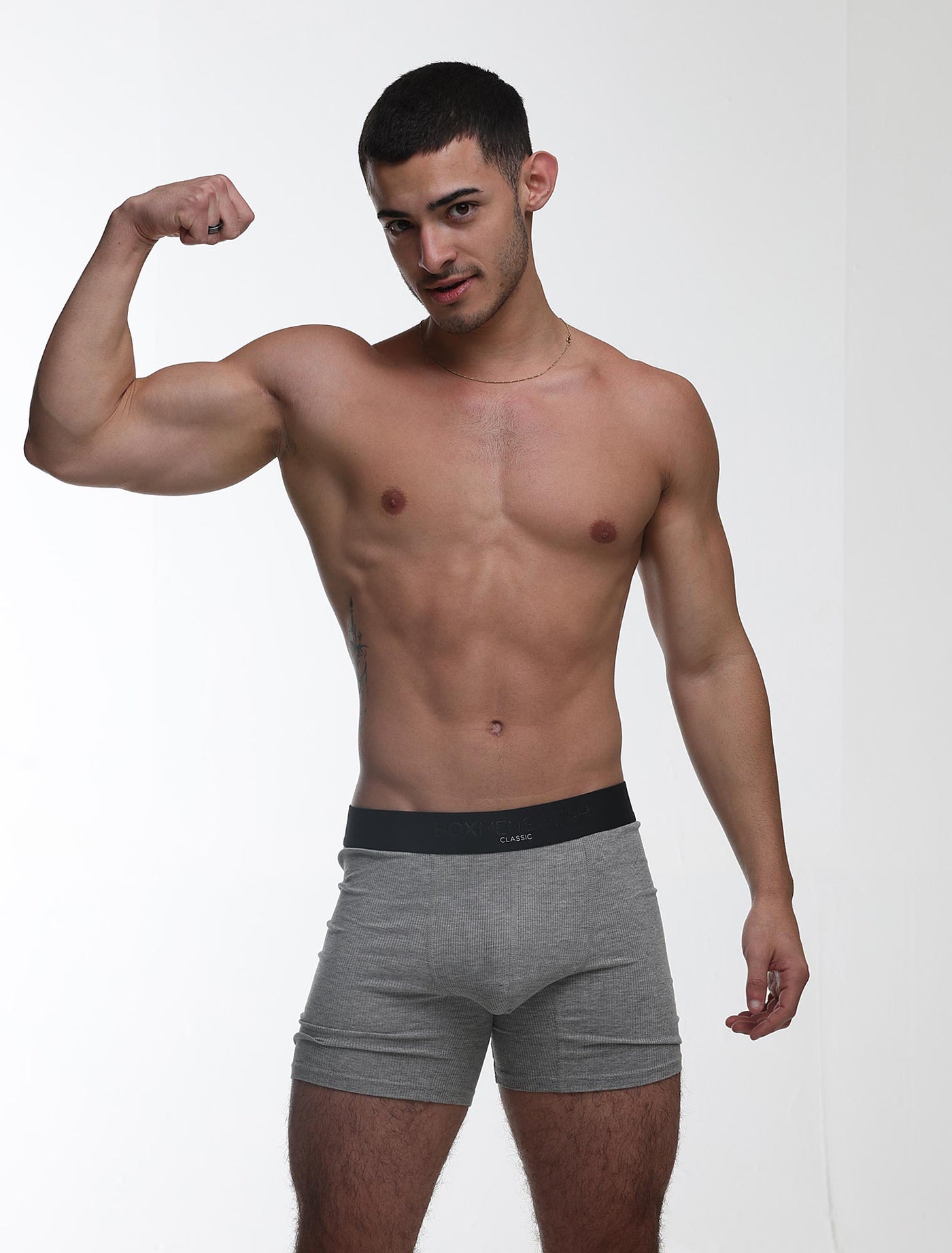 Mens Classic Ribbed Boxers - Grey - boxmenswear - {{variant_title}}