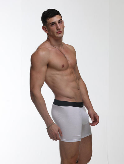 Mens Classic Ribbed Boxers - White - boxmenswear - {{variant_title}}