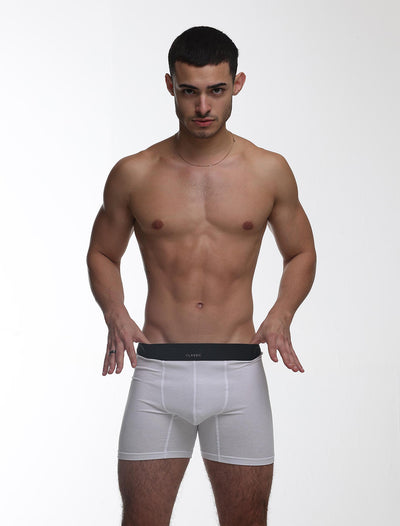 Mens Classic Ribbed Boxers - White - boxmenswear - {{variant_title}}