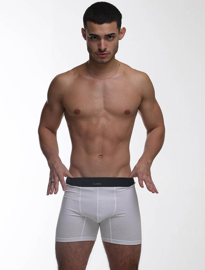 Mens Classic Ribbed Boxers - White - boxmenswear - {{variant_title}}