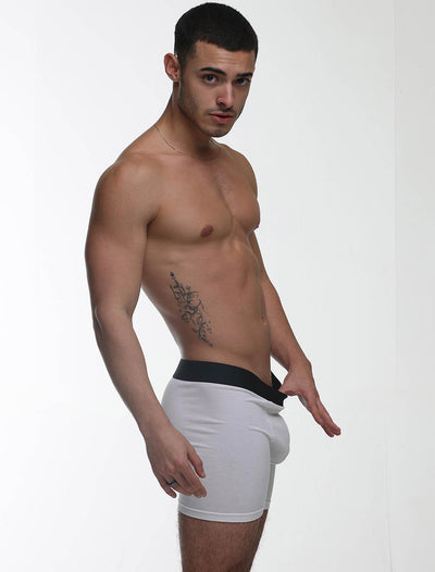 Mens Classic Ribbed Boxers - White - boxmenswear - {{variant_title}}