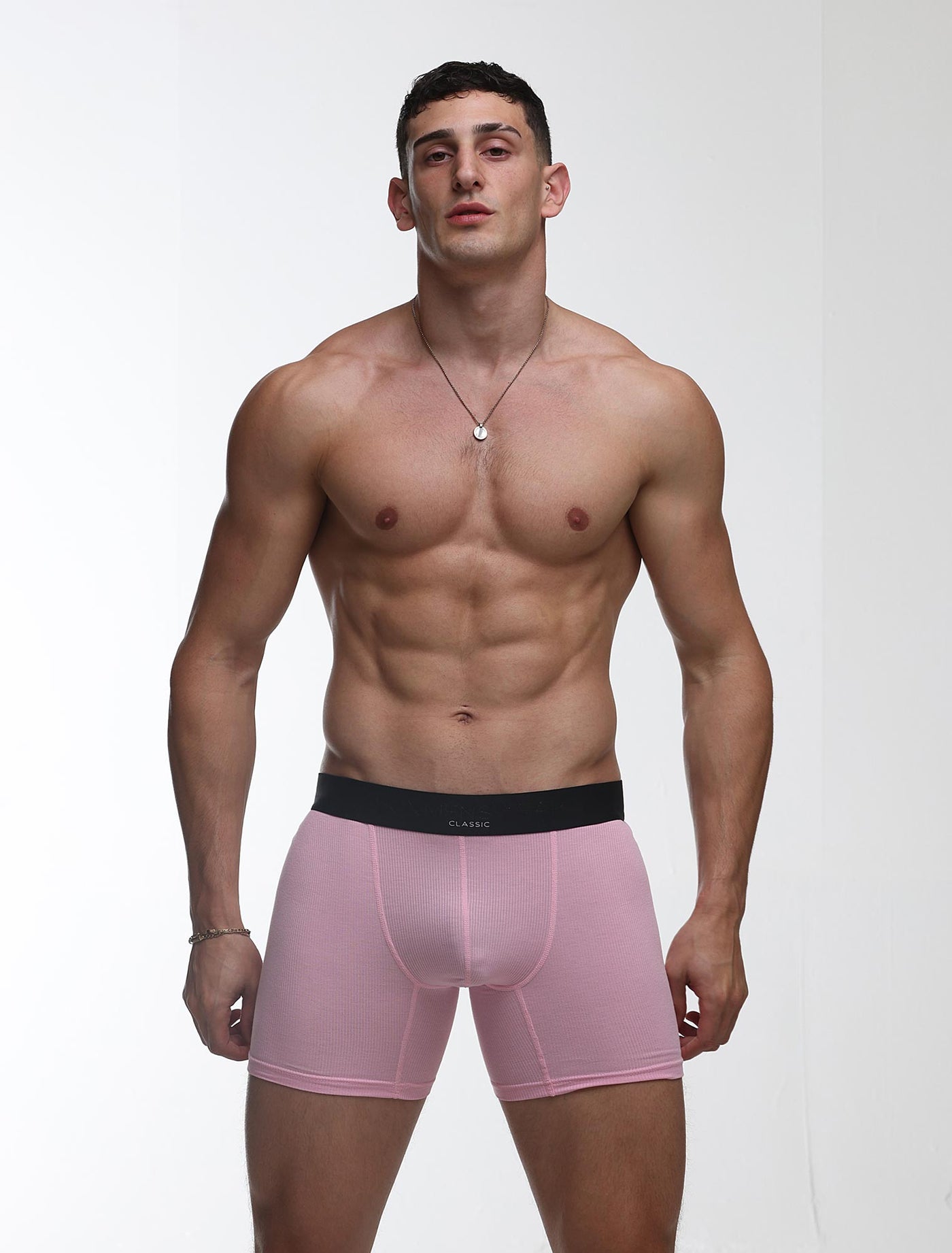 Mens Classic Ribbed Boxers - Pink - boxmenswear - {{variant_title}}