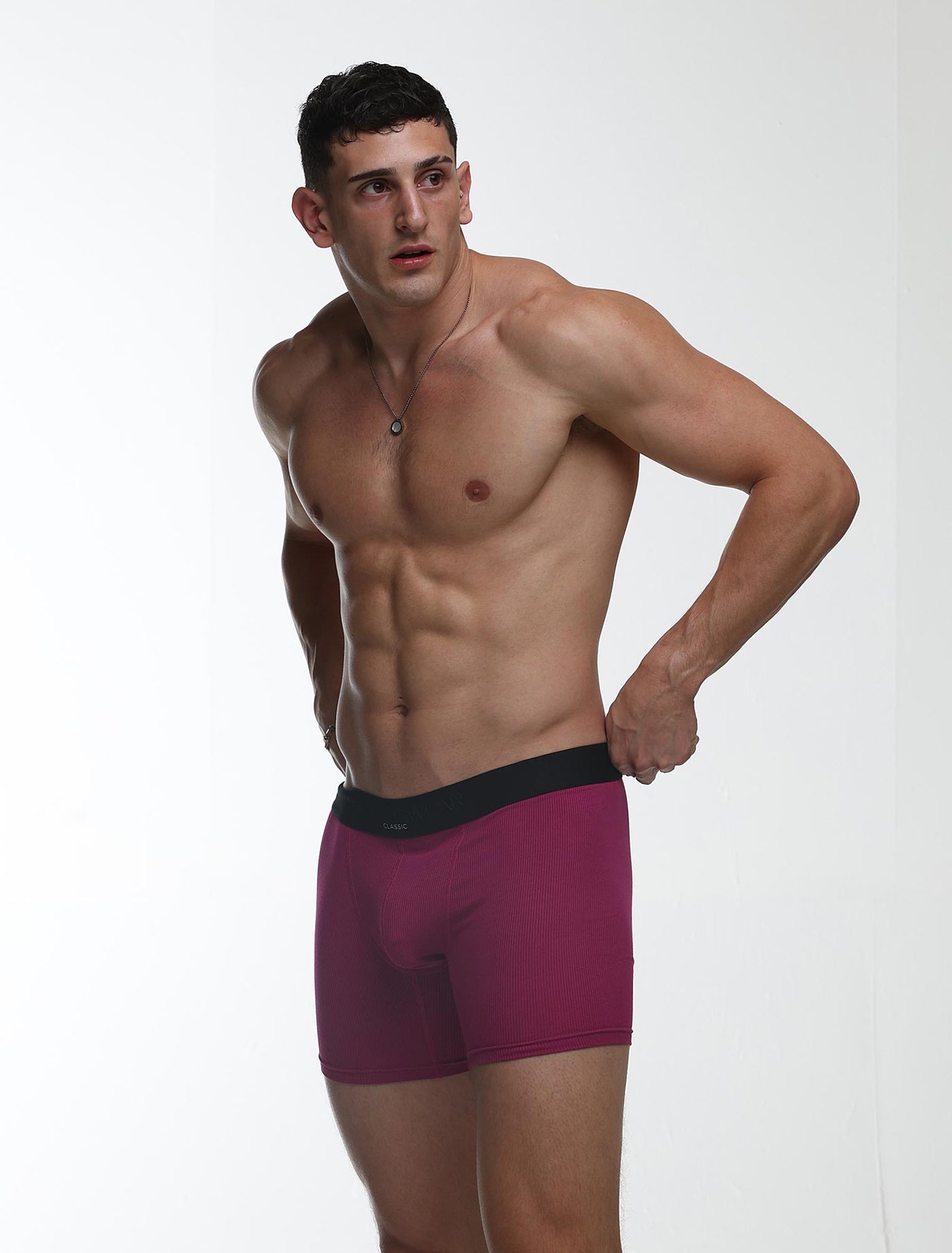 Mens Classic Ribbed Boxers - Cherry - boxmenswear - {{variant_title}}