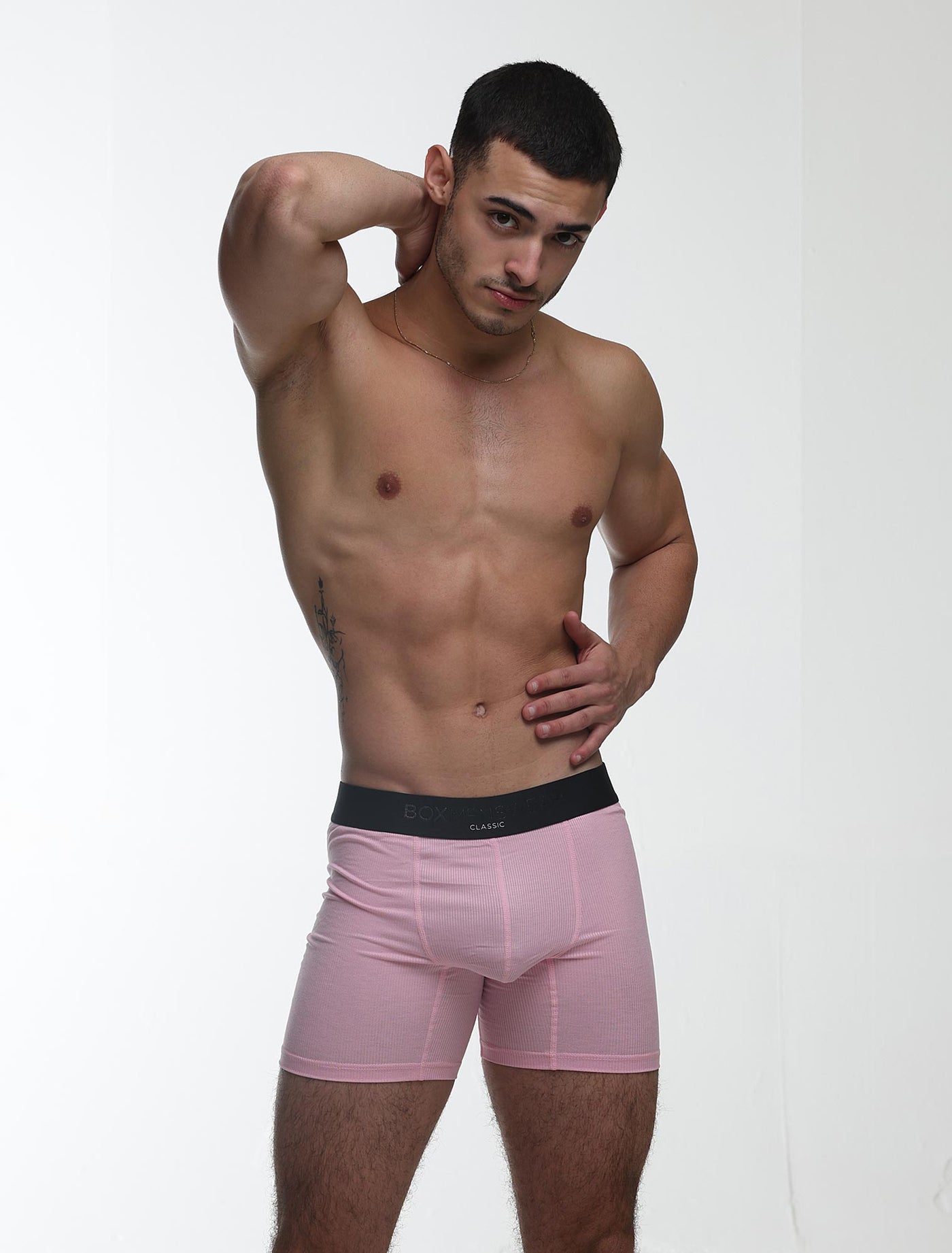 Mens Classic Ribbed Boxers - Pink - boxmenswear - {{variant_title}}