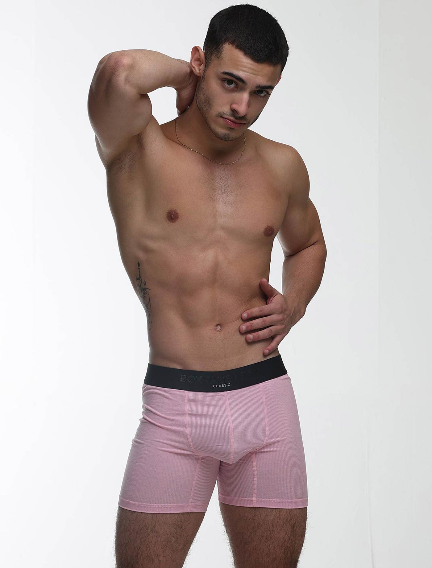 Mens Classic Ribbed Boxers - Pink - boxmenswear - {{variant_title}}