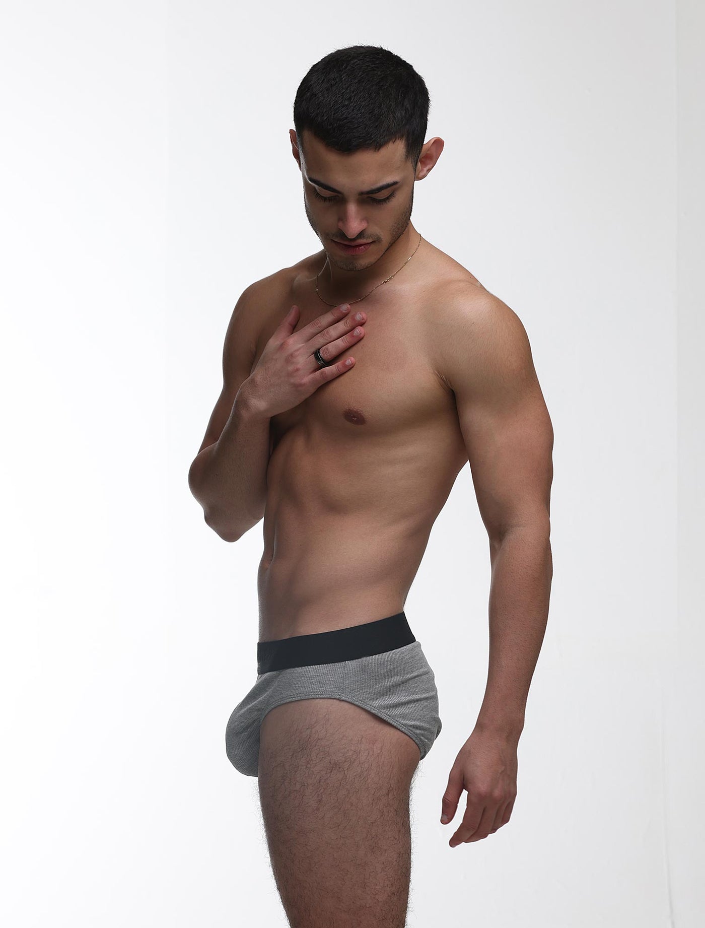 Mens Classic Ribbed Briefs - Grey - boxmenswear - {{variant_title}}