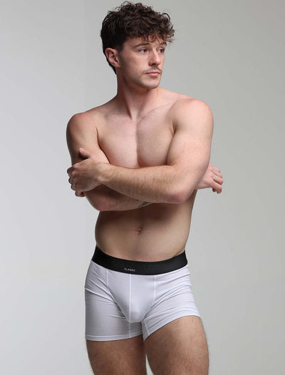 Mens Classic Ribbed Boxers - White - boxmenswear - {{variant_title}}