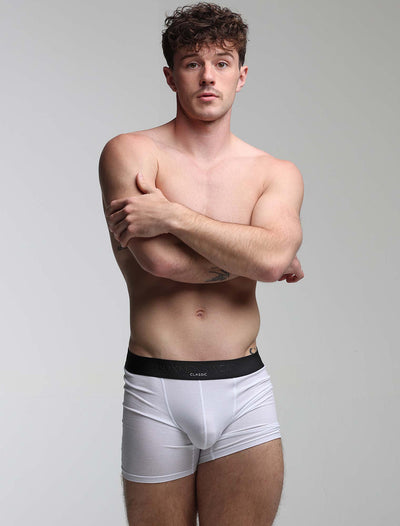 Mens Classic Ribbed Boxers - White - boxmenswear - {{variant_title}}