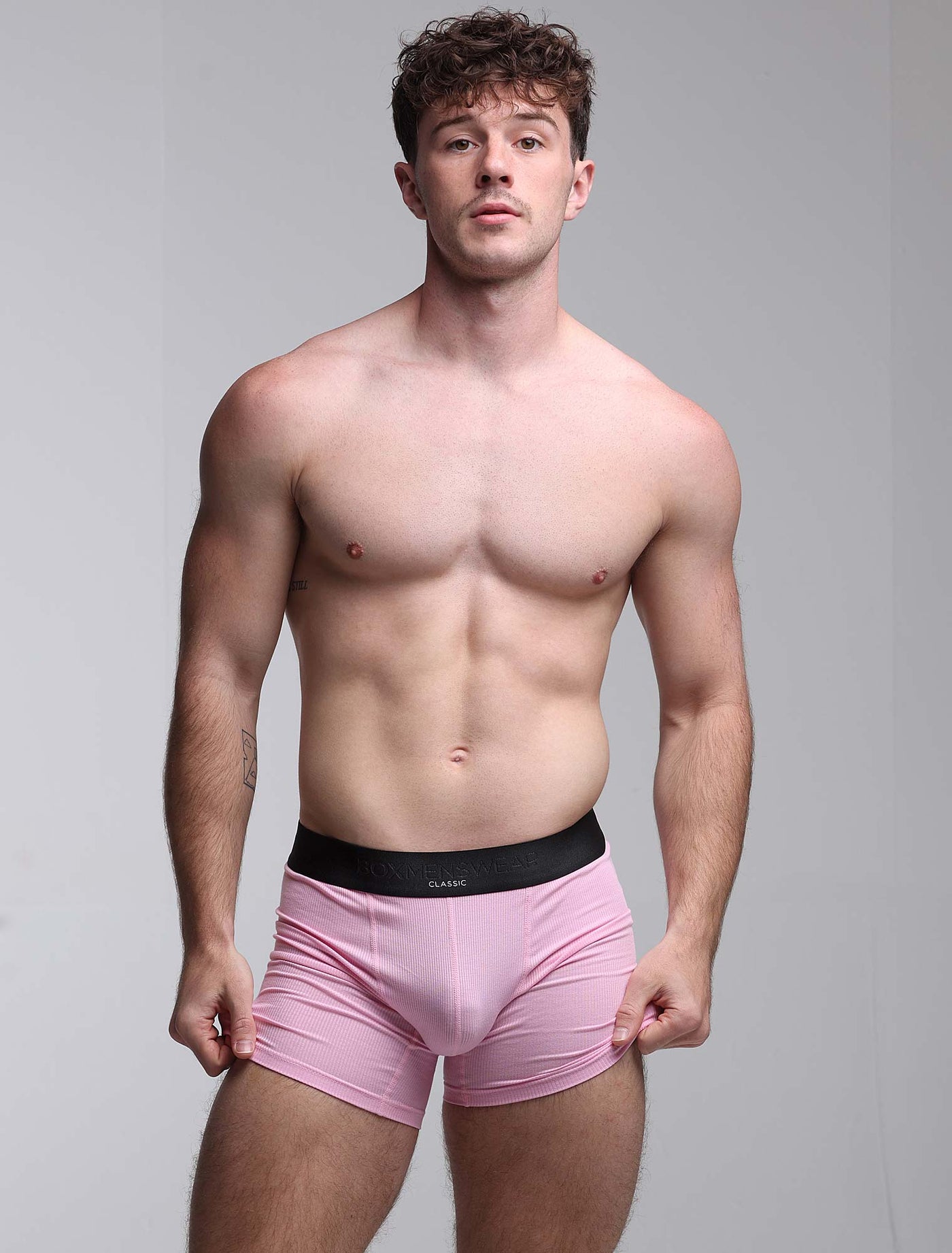 Mens Classic Ribbed Boxers - Pink - boxmenswear - {{variant_title}}