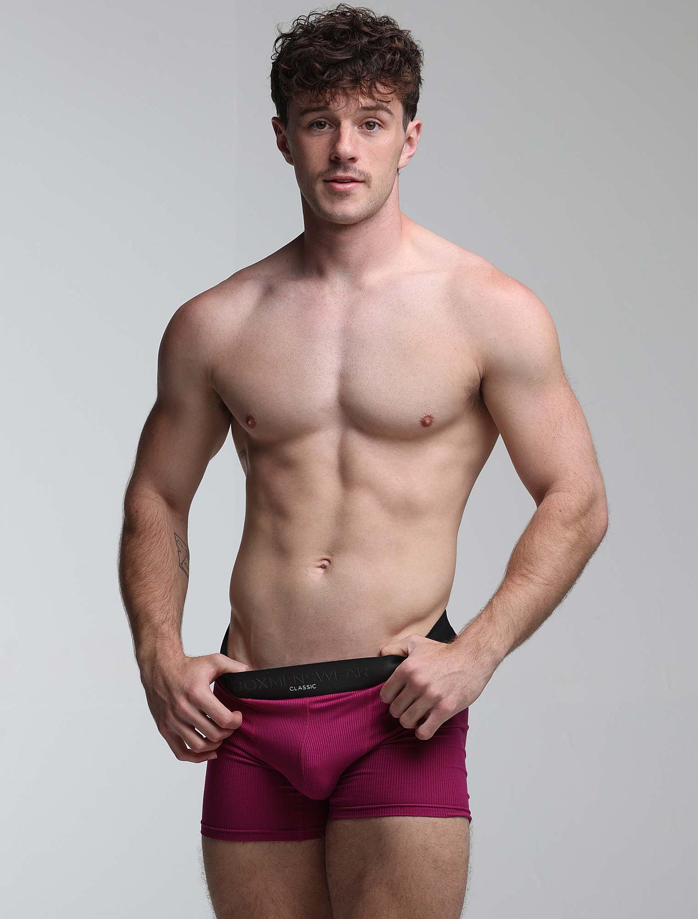 Mens Classic Ribbed Boxers - Cherry - boxmenswear - {{variant_title}}
