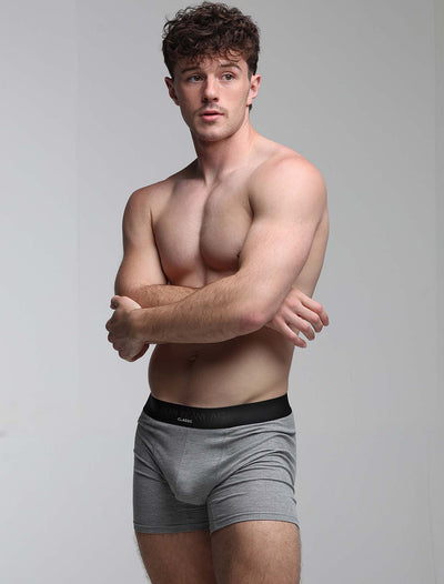 Mens Classic Ribbed Boxers - Grey - boxmenswear - {{variant_title}}
