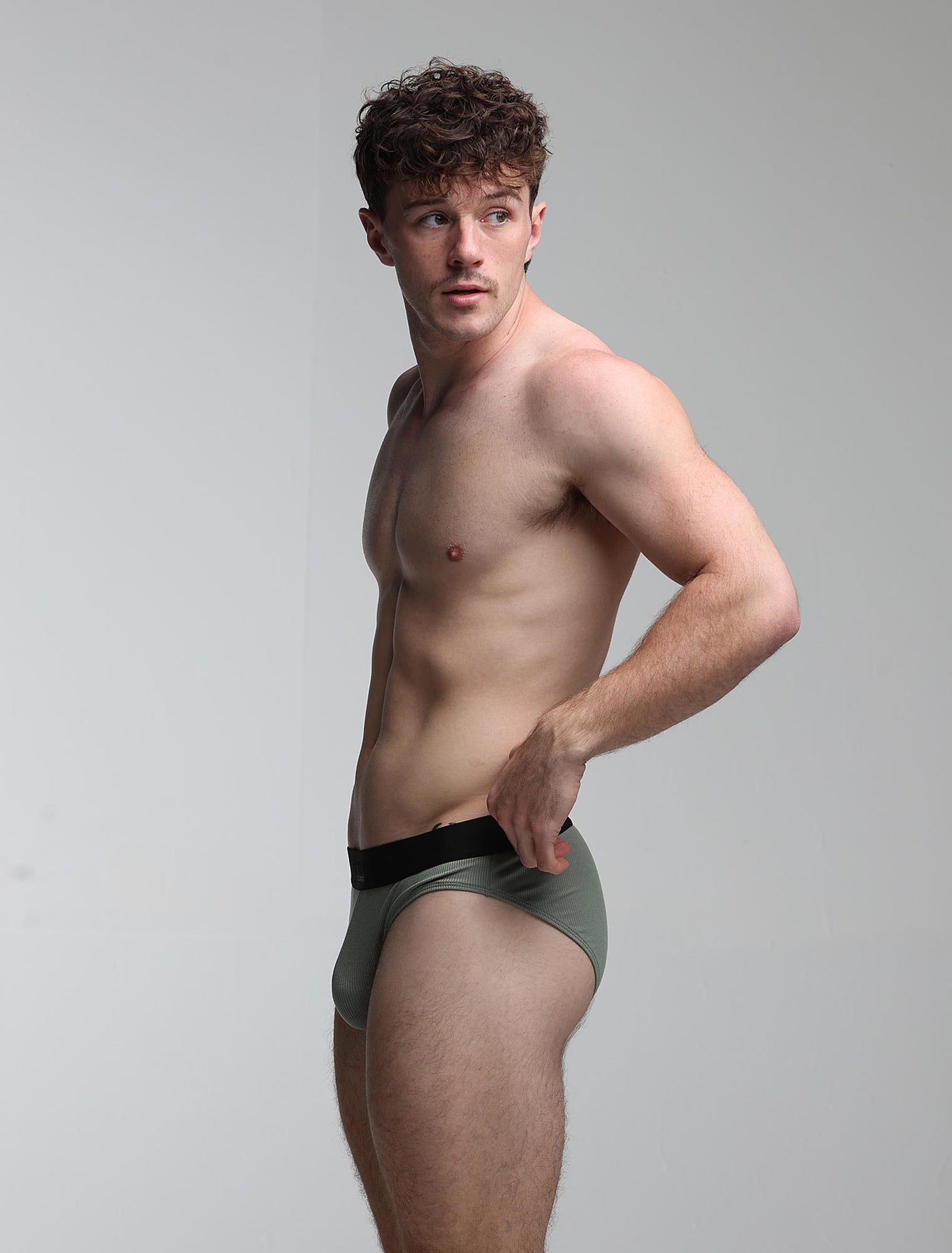Mens Classic Ribbed Briefs - Green - boxmenswear - {{variant_title}}
