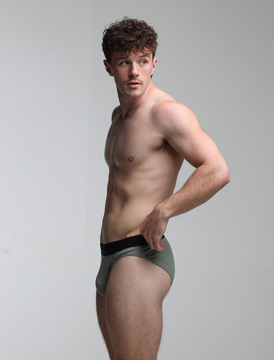Mens Classic Ribbed Briefs - Green - boxmenswear - {{variant_title}}