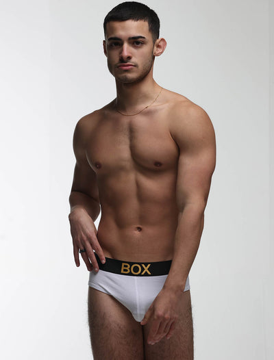 Metallic Modal Briefs - White & Gold - boxmenswear - {{variant_title}}