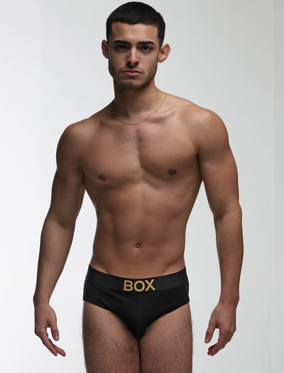 Metallic Modal Briefs - Black & Gold - boxmenswear - {{variant_title}}