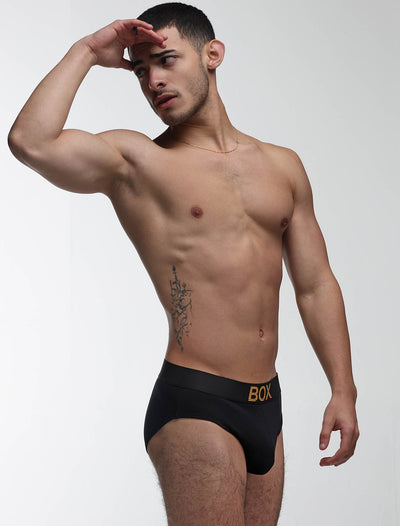Metallic Modal Briefs - Black & Gold - boxmenswear - {{variant_title}}