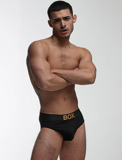 Metallic Modal Briefs - Black & Gold - boxmenswear - {{variant_title}}