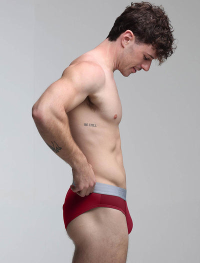 Mesh Panel Briefs - Burgundy Bordeaux - boxmenswear - {{variant_title}}