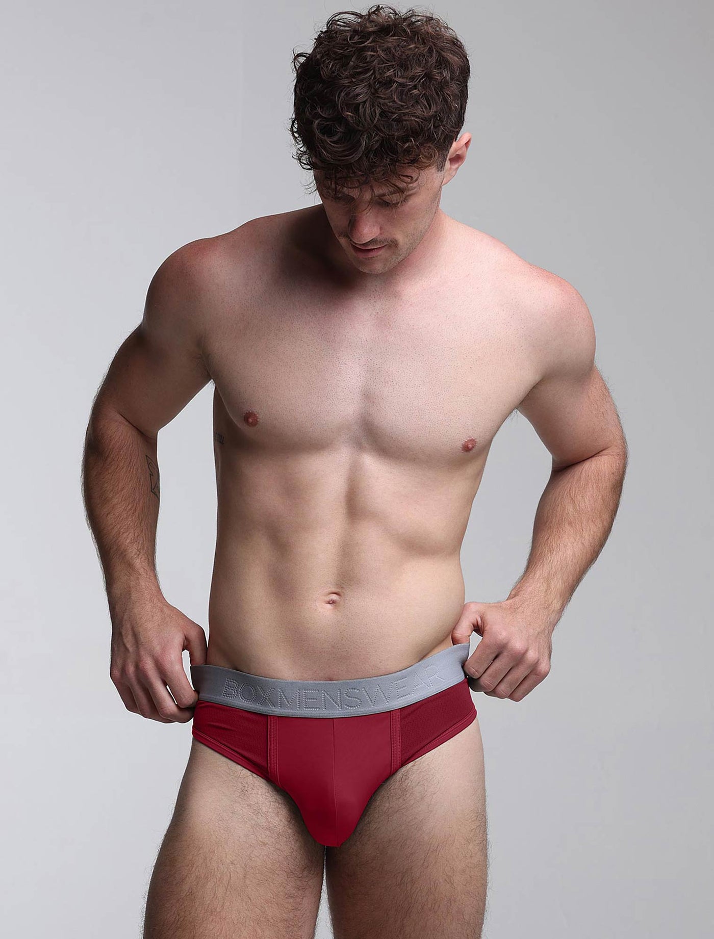 Mesh Panel Briefs - Burgundy Bordeaux - boxmenswear - {{variant_title}}