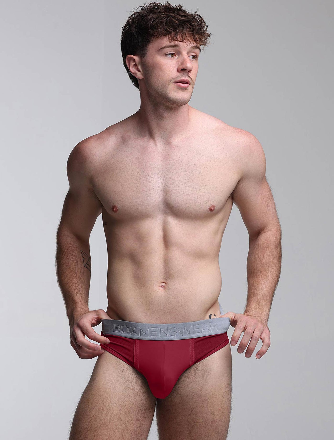 Mesh Panel Briefs - Burgundy Bordeaux - boxmenswear - {{variant_title}}