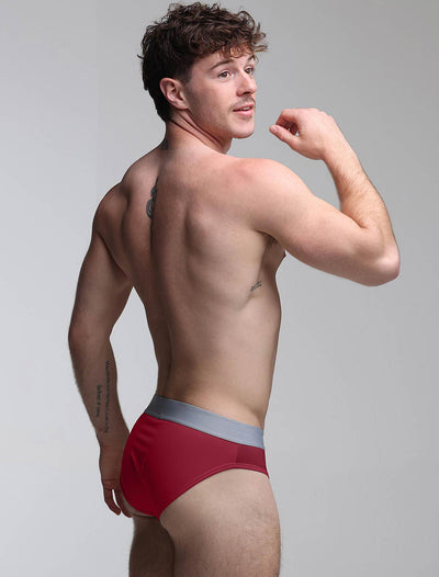 Mesh Panel Briefs - Burgundy Bordeaux - boxmenswear - {{variant_title}}