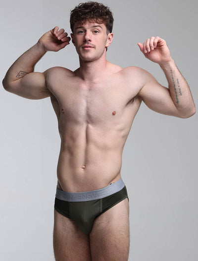 Mesh Panel Briefs - Château Green - boxmenswear - {{variant_title}}