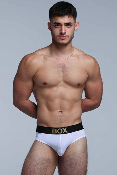 Metallic Modal Briefs - White & Gold - boxmenswear - {{variant_title}}