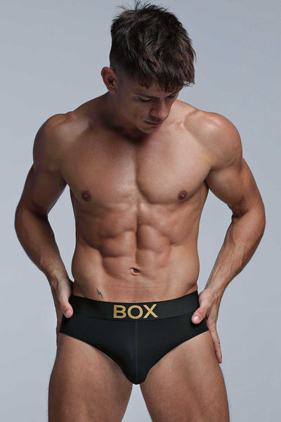 Metallic Modal Briefs - Black & Gold - boxmenswear - {{variant_title}}