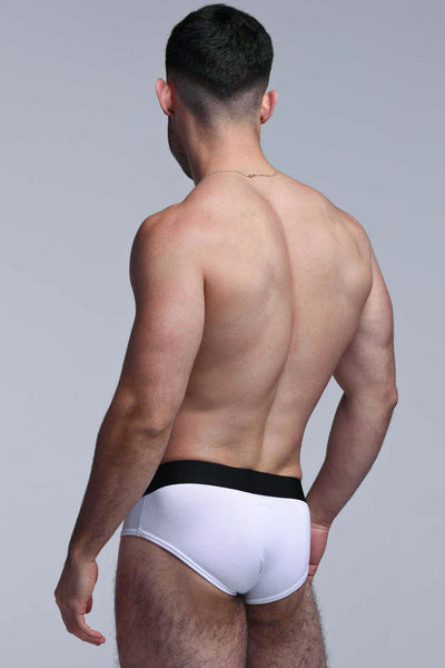 Metallic Modal Briefs - White & Silver - boxmenswear - {{variant_title}}