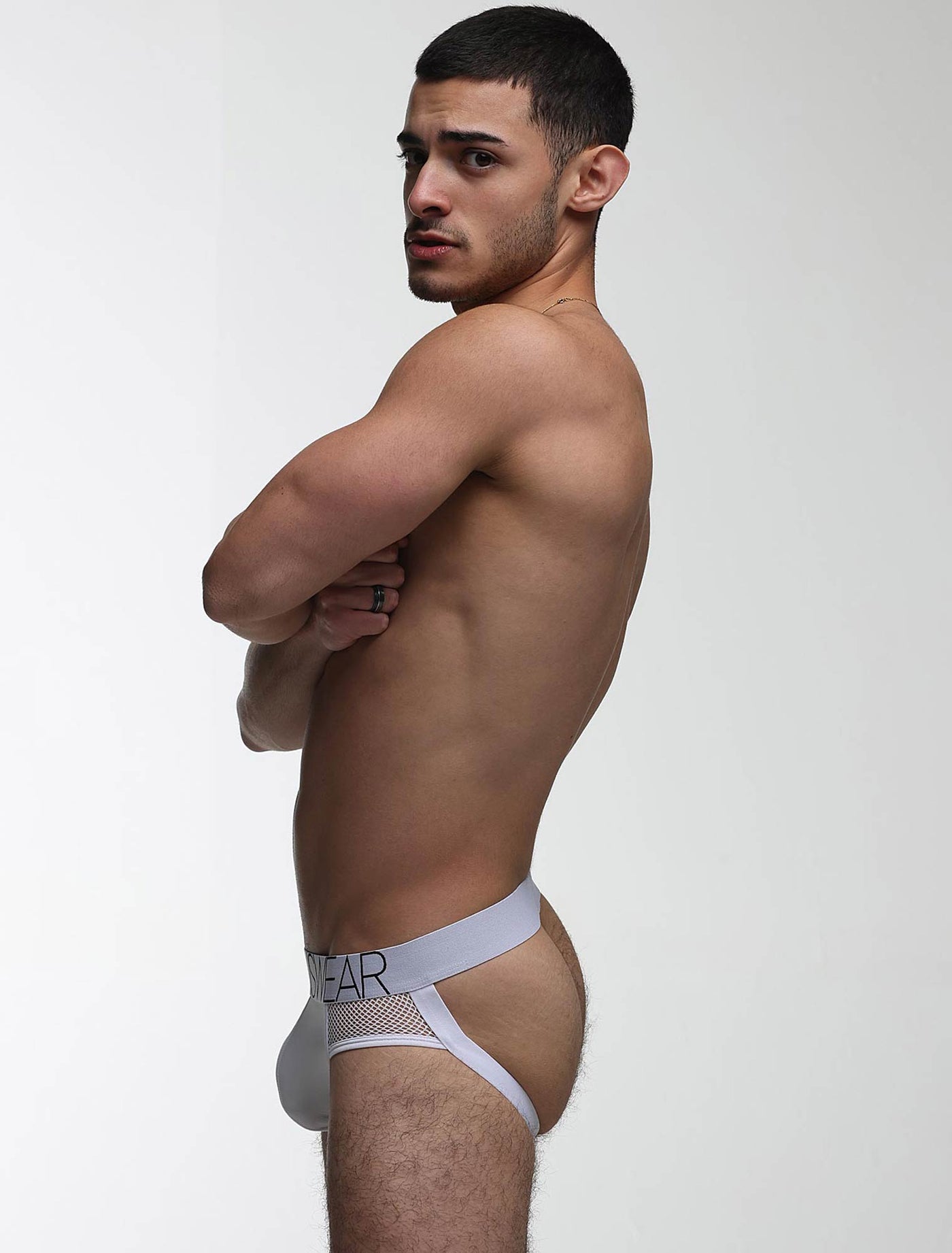 Totally Transparent Varsity Mesh Jockstrap - White - boxmenswear - {{variant_title}}