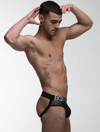 Totally Transparent Varsity Mesh Jockstrap - Direct Black - boxmenswear - {{variant_title}}