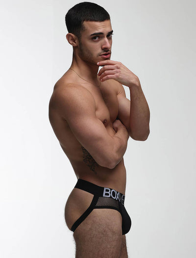 Totally Transparent Varsity Mesh Jockstrap - Direct Black - boxmenswear - {{variant_title}}