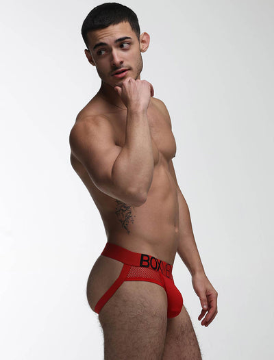 Totally Transparent Varsity Mesh Jockstrap - Direct Red - boxmenswear - {{variant_title}}