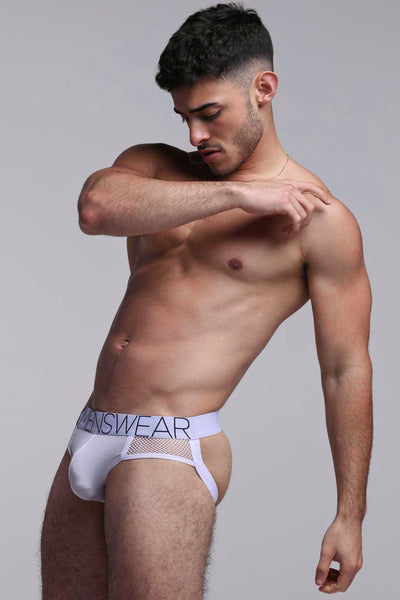 Totally Transparent Varsity Mesh Jockstrap - White - boxmenswear - {{variant_title}}