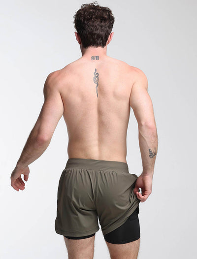 Mens Double Layer Sports Shorts - Green - boxmenswear - {{variant_title}}