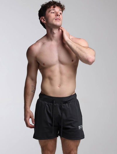 Mens Double Layer Sports Shorts - Black - boxmenswear - {{variant_title}}